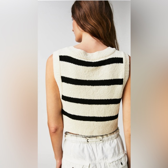 NWOT Free People Santa Monica Vest in Black & White Combo Size Large - Picture 4 of 12